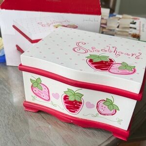 Sweetheart Red and White Jewelry Box with strawberry design — new